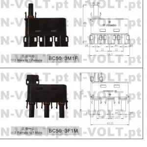 Conector PV Tipo T Y Conexão Paralela Sistema de Painel Solar