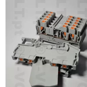 Conector de fio rápido sem parafuso Montagem elétrica push in Spring Cage Din Rail Blocos terminais in2out 2.5mm², 2in2out 4mm², Tampa