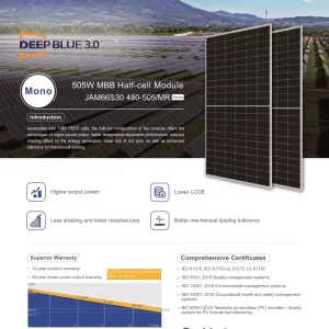 JA SOLAR 505W JAM66S30 505 MR SF pro nova tecnologia