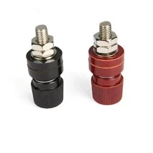 JS-555-A 8mm Rosca Preto Vermelho banana jack poste de ligação de latão Terminal Conector Para Motor (Par)